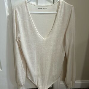 Abercrombie and Fitch cream cashmere bodysuit